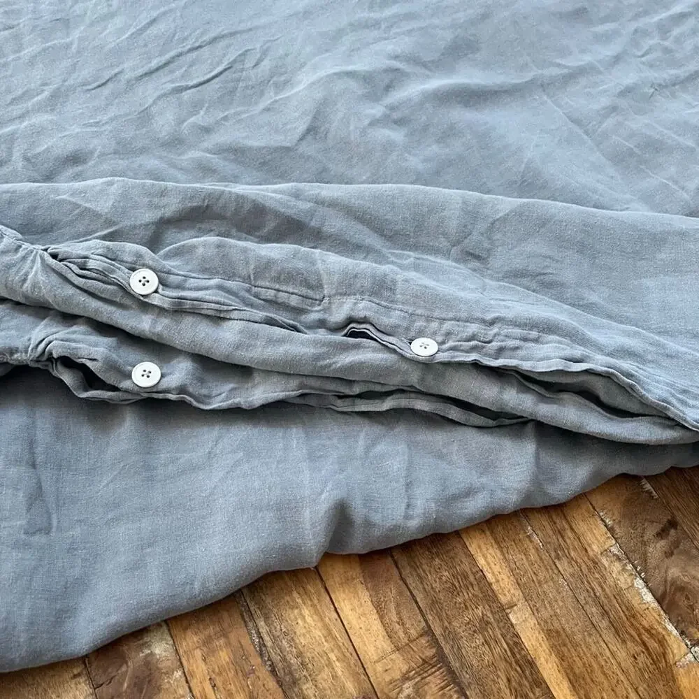 Parachute Linen Duvet Cover Full Queen Gray Button Closure